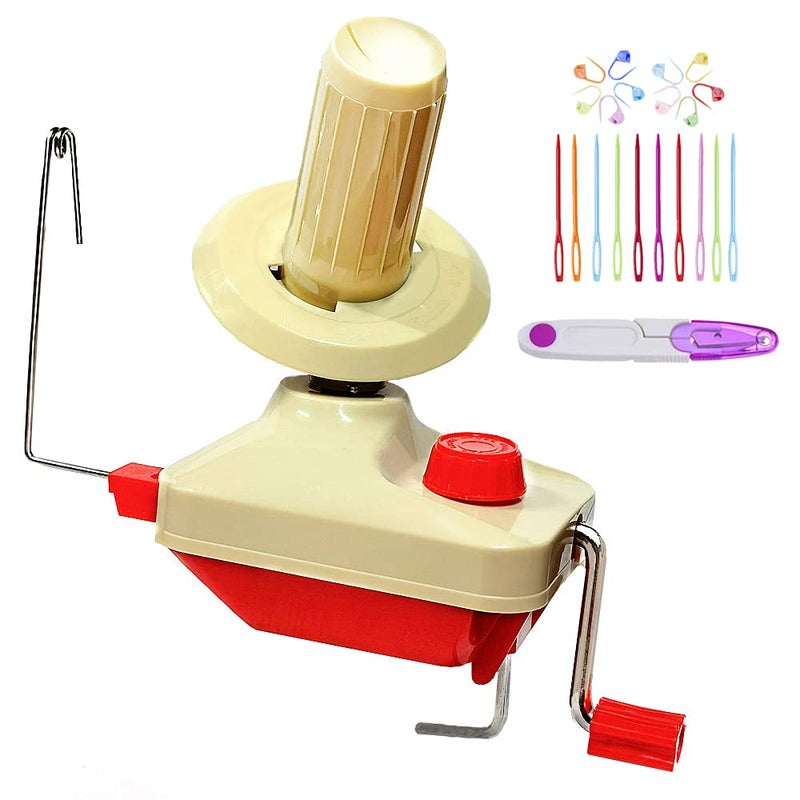 RRigo Yarn Winder by RRigo - Easy to Set Up and Use - Hand Operated Yarn Ball Winder 3.5 Ounce Capacity + 10 PCS Stitch Knitting Needles + 10 PCS Plastic Needles + 1PCS Scissors - Image 1